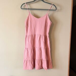 Pink Sleeveless Tiered Dress